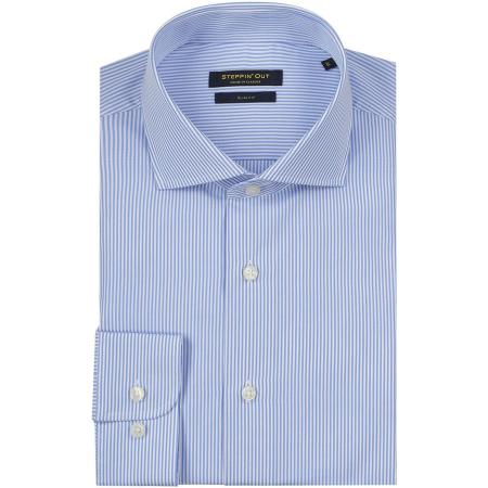 Steppin' Out Overhemd Slim-Fit Streep Lichtblauw