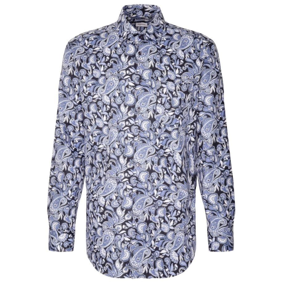 Seidensticker Overhemd lichtblauw, Bedrukt Blauw