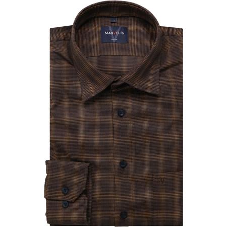 Marvelis Casual Overhemd bruin, Ruit