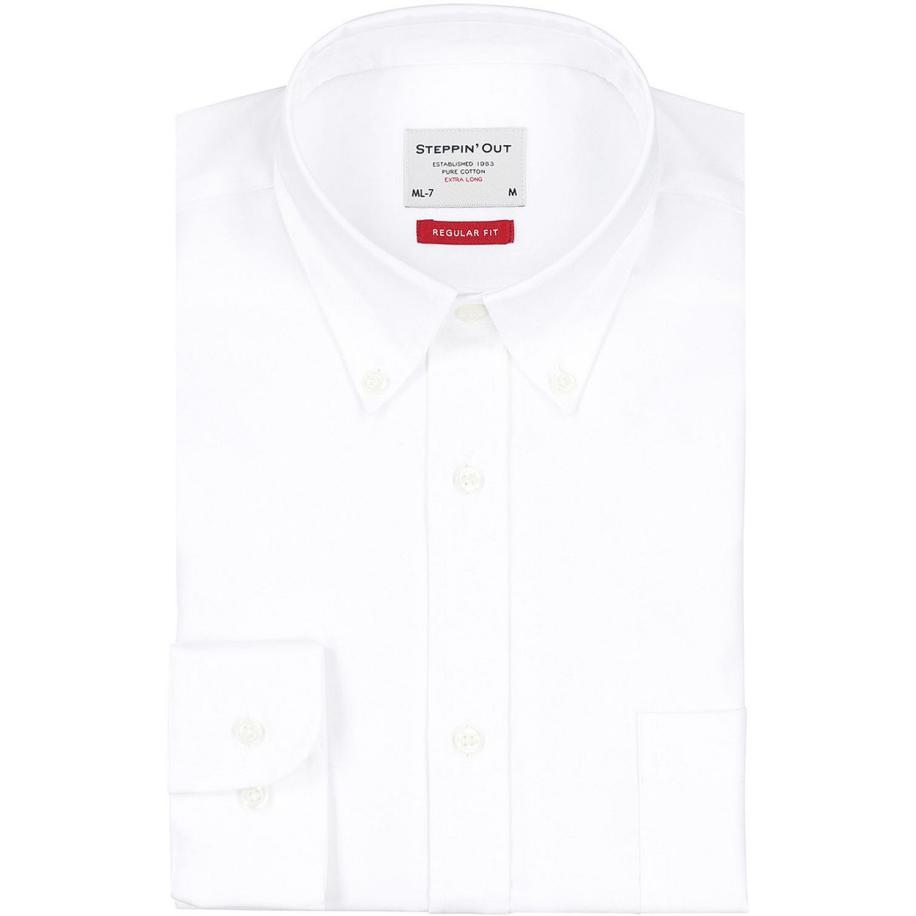 Steppin' Out Extra Long Sleeves Overhemd Twill Wit Wit