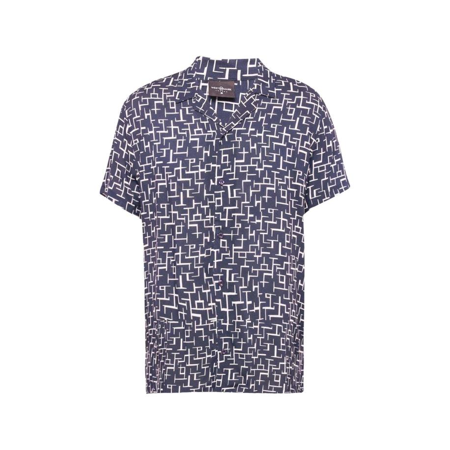 WESTMARK LONDON WESTMARK LONDON Overhemd Hawaii blauw / wit -