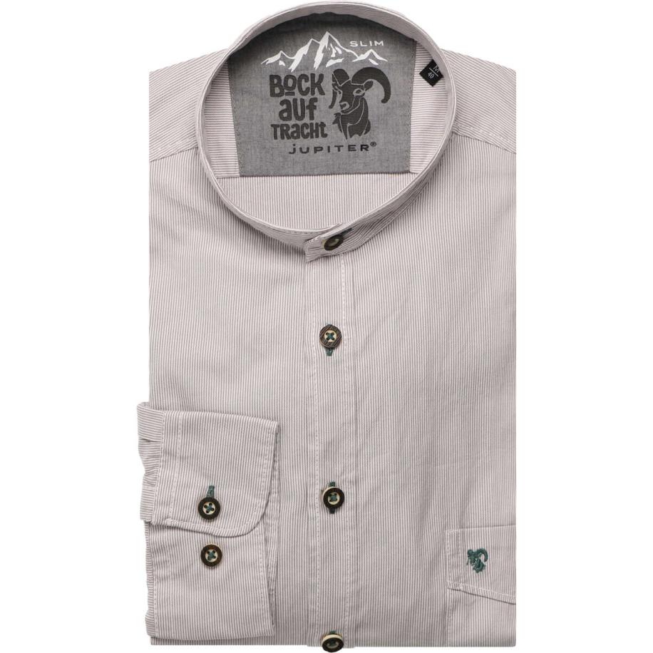 Jupiter Traditioneel overhemd zilver, Gestreept Zilver