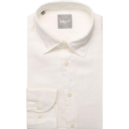 fakts Leisure Linnen Overhemd wit, Effen