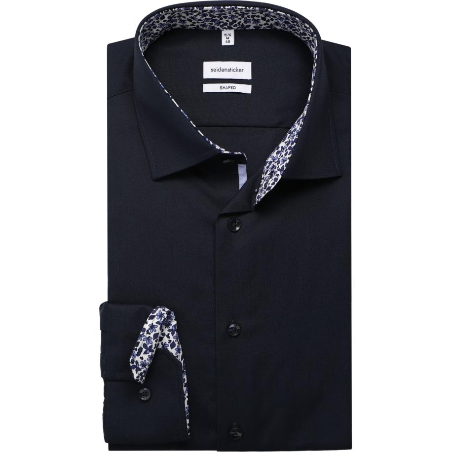 Seidensticker Overhemd donkerblauw, Effen Blauw