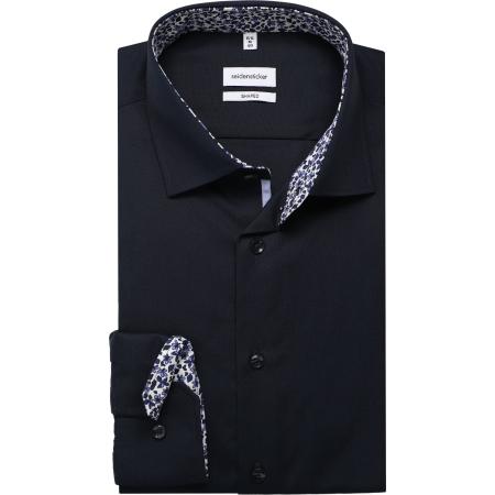 Seidensticker Overhemd donkerblauw, Effen