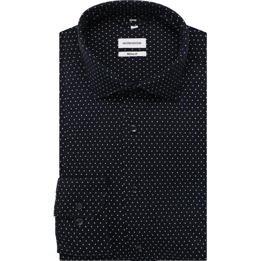 Seidensticker Overhemd donkerblauw, Stippen Blauw