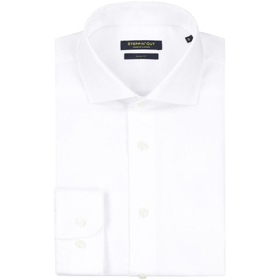 Steppin' Out Overhemd Slim-Fit Twill Wit Wit