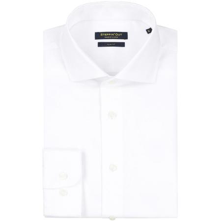 Steppin' Out Overhemd Slim-Fit Twill Wit