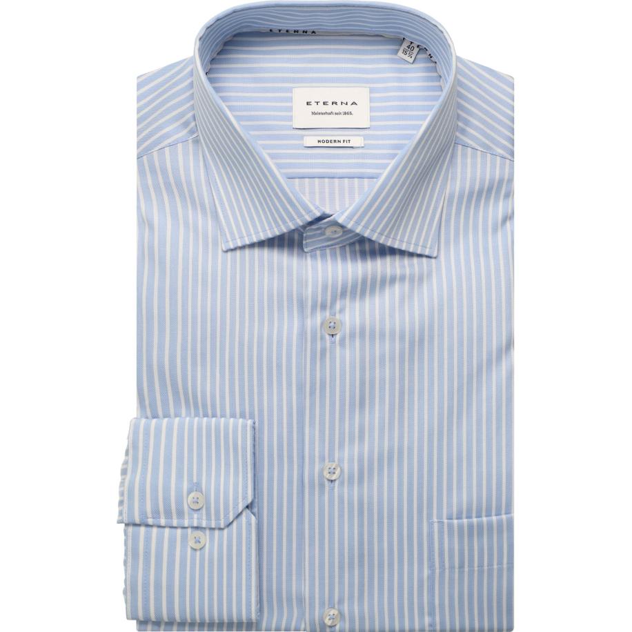 ETERNA Overhemd hemelsblauw, Gestreept Blauw