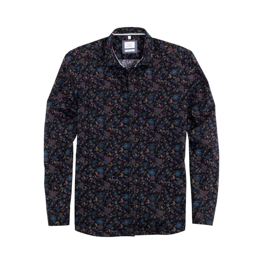 OLYMP Level Five Smart Casual Overhemd marine, Motief Blauw