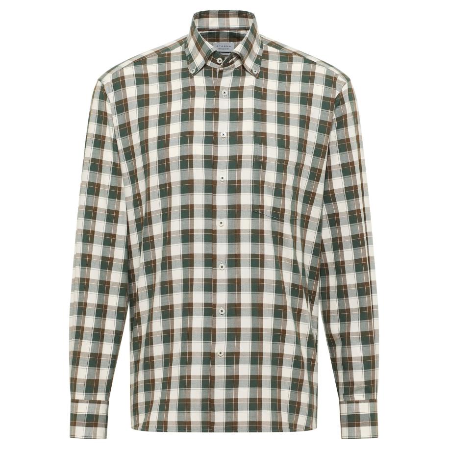 Eterna ETERNA Zakelijk overhemd lichtbeige / karamel / grijs / donkergroen -