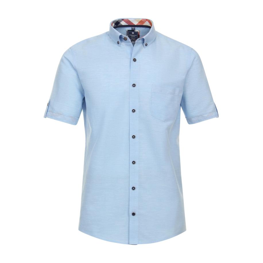 Redmond Casual Linnen Overhemd blauw, Effen Blauw