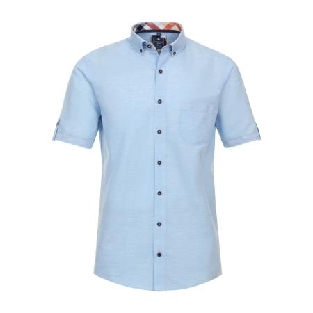 Redmond Casual Linnen Overhemd blauw, Effen