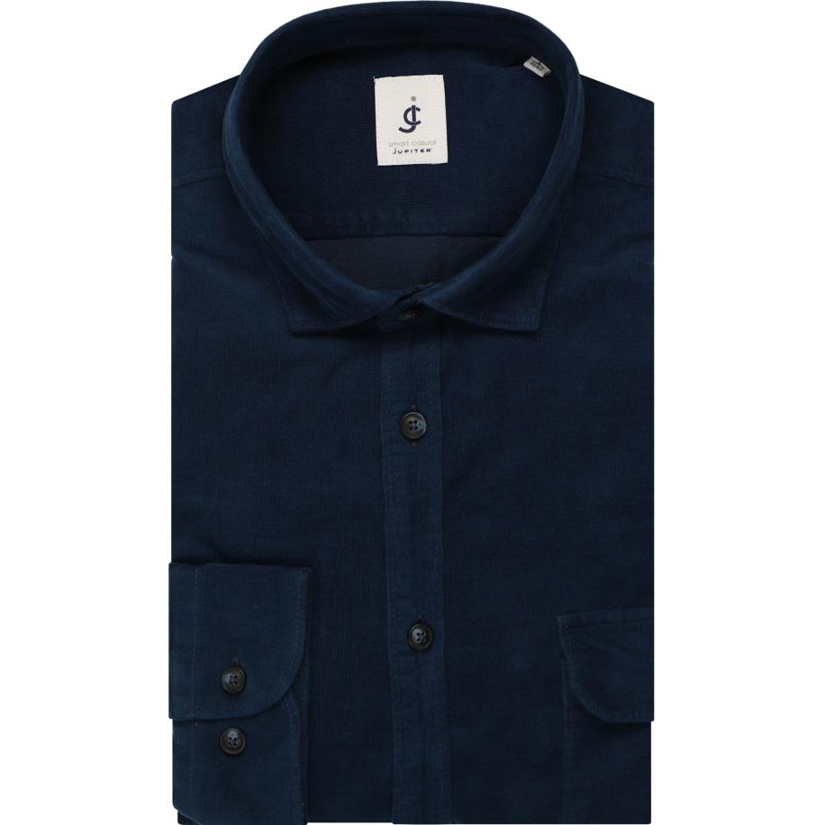 Jupiter Casual Overhemd benzine, Effen Blauw