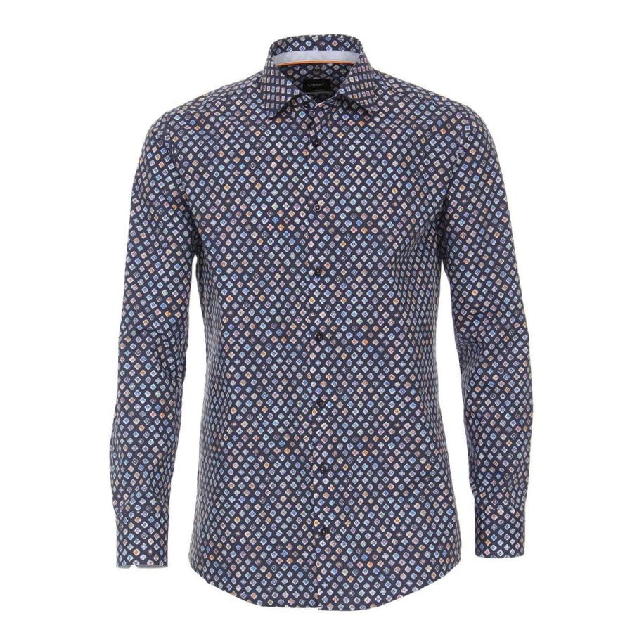 Venti Overhemd blauw, Bedrukt Blauw
