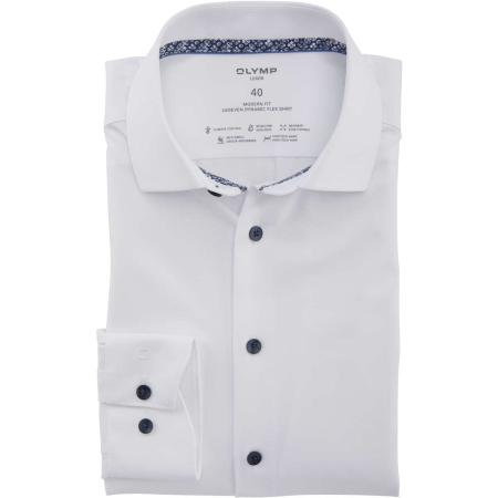 OLYMP Luxor 24/Seven Dynamic Flex Overhemd wit, Effen