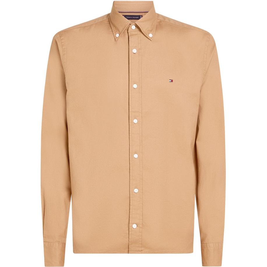 Tommy Hilfiger Overhemd Brushed Beige Bruin