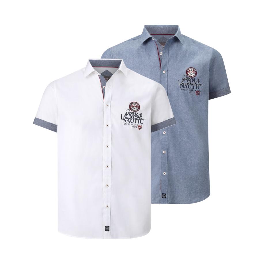 Jan Vanderstorm Overhemd Korte mouw wit -