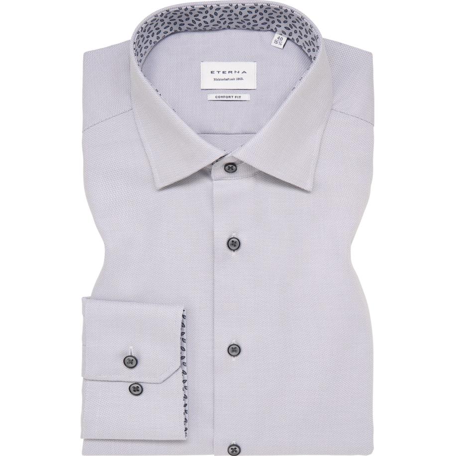 ETERNA Overhemd staalgrijs, Gestructureerd Grijs