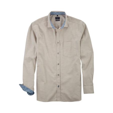 OLYMP Casual Overhemd beige, Effen