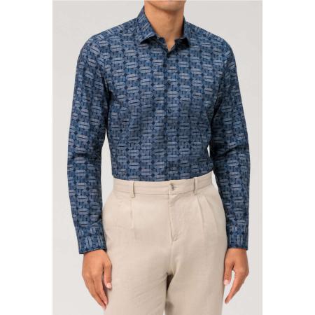 OLYMP Level Five Overhemd marine, Bedrukt