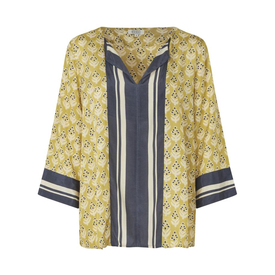 Masai Blouse MaByrana crème / blauw / riet Groen