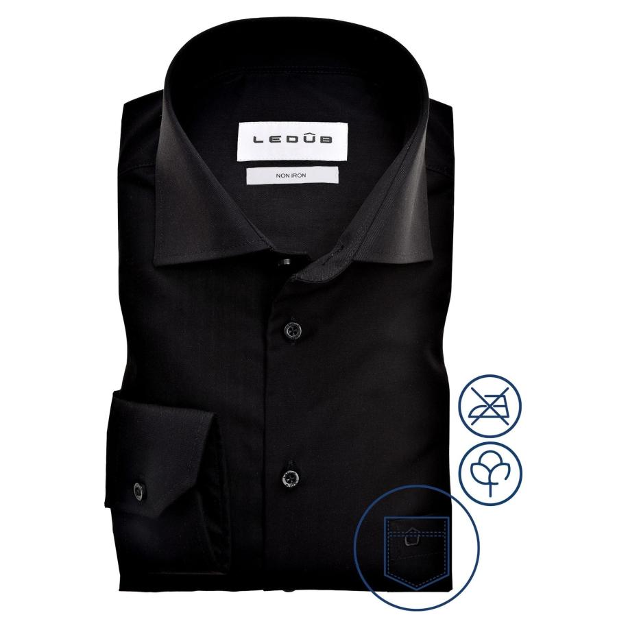 Ledȗb Overhemd zwart, Effen Zwart