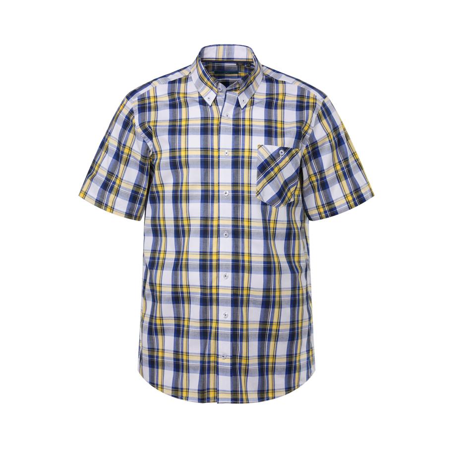 Boston Park Boston Park Overhemd blauw gemêleerd / geel -