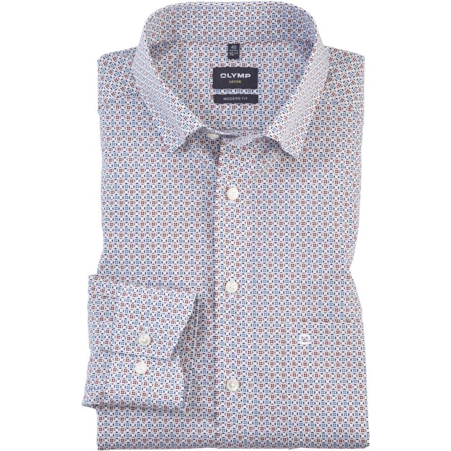 OLYMP Luxor Overhemd wit, Bedrukt Wit