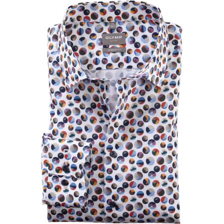 OLYMP Luxor Overhemd wit, Bedrukt