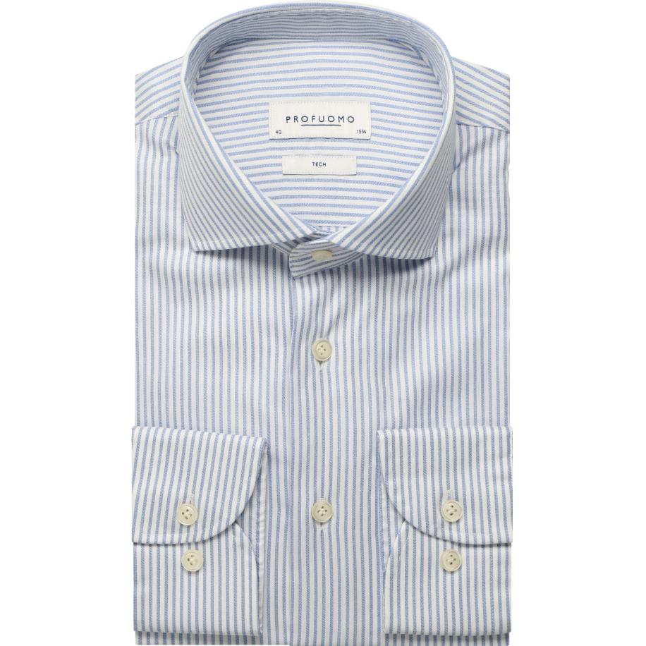 Profuomo Overhemd blauw, Gestreept Blauw