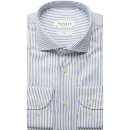 Profuomo Overhemd blauw, Gestreept