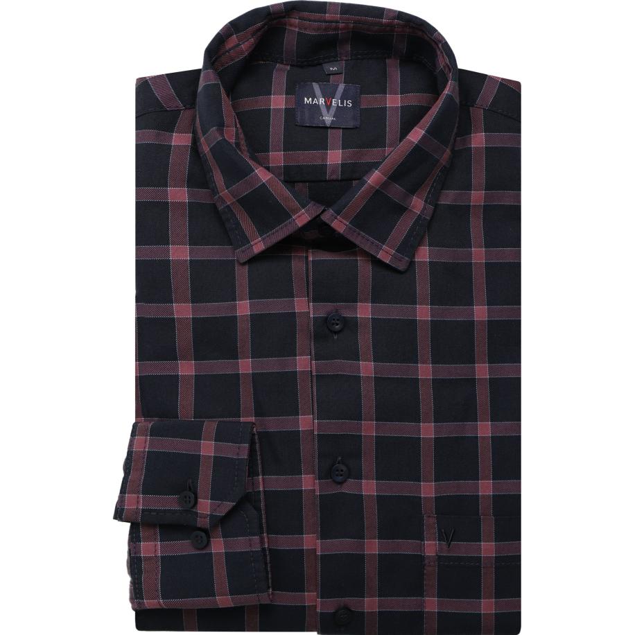 Marvelis Casual Overhemd pruim, Ruit Paars