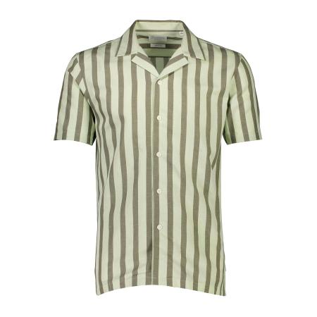 Lindbergh Linnen Overhemd lichtgroen, Gestreept