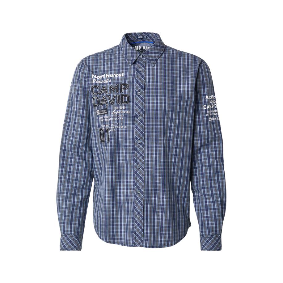 Camp David CAMP DAVID Overhemd blauw / duifblauw / wit -