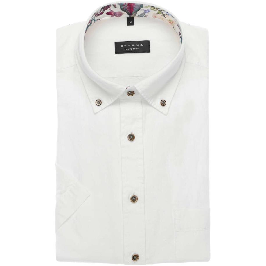 ETERNA Linnen Overhemd veelkleurig, Effen Wit