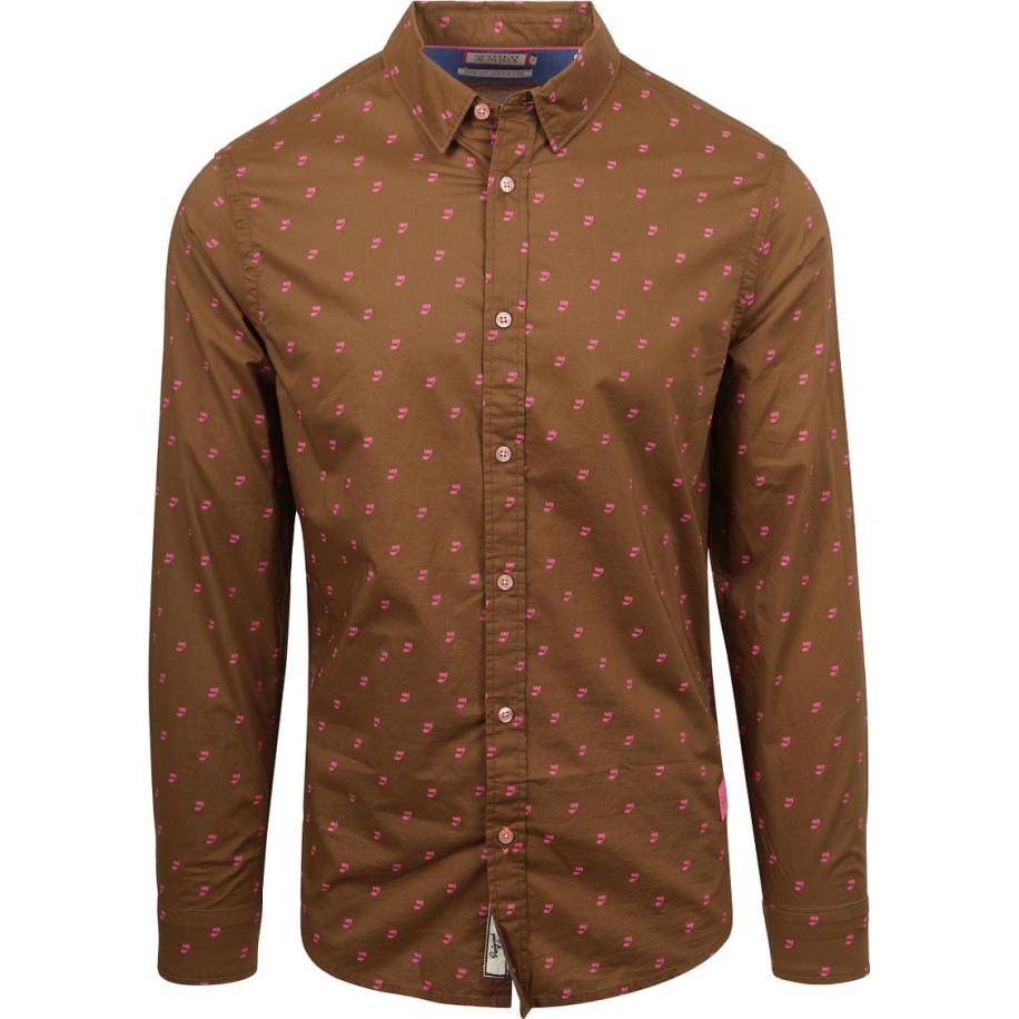 Scotch and Soda Overhemd Print Bruin Bruin