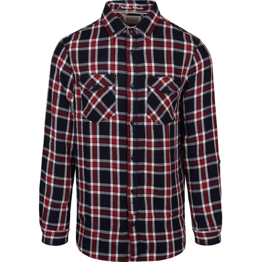 Scotch and Soda Overhemd Ruit Navy Blauw