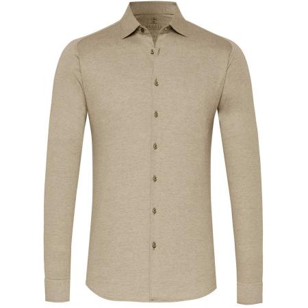 Desoto Overhemd Strijkvrij Kent Melange Beige