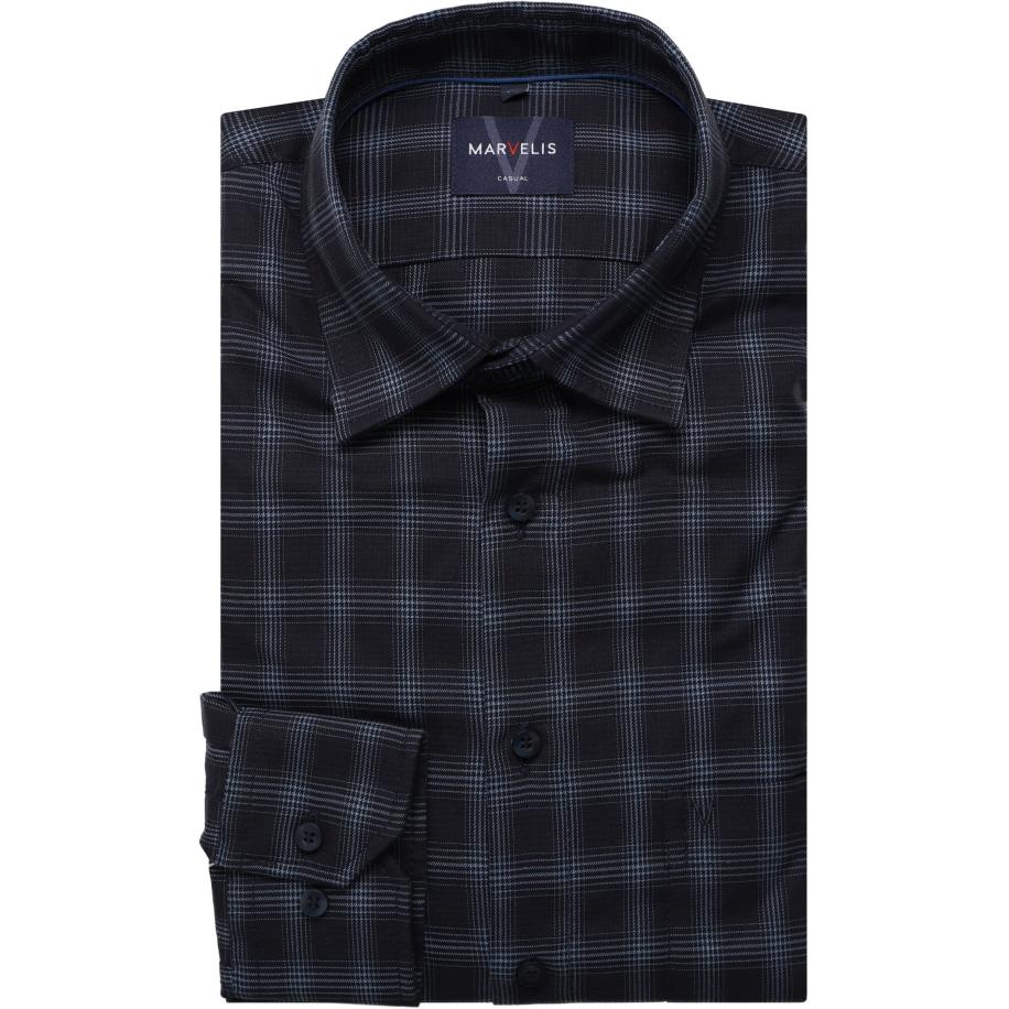 Marvelis Casual Overhemd marine, Ruit Blauw