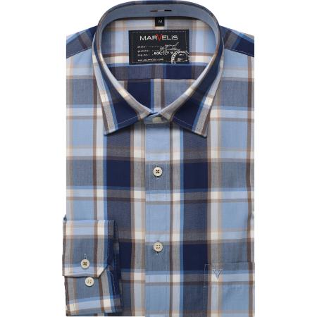 Marvelis Casual Overhemd blauw, Ruit