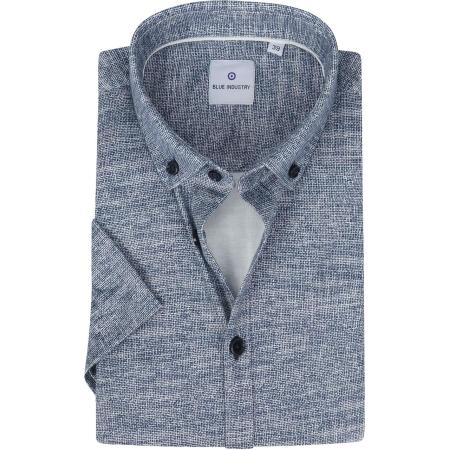 Blue Industry KM Overhemd Jersey Melange Blauw
