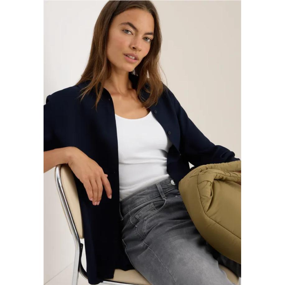 CECIL Overhemdblouse in effen kleur Blauw