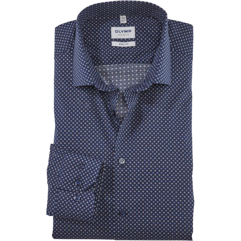 OLYMP Level Five Overhemd marine, Bedrukt Blauw