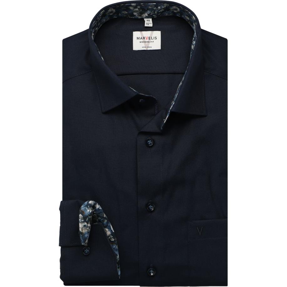 Marvelis Overhemd marine, Effen Blauw