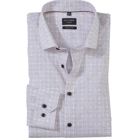 OLYMP No. Six Overhemd natuurlijk, Bedrukt