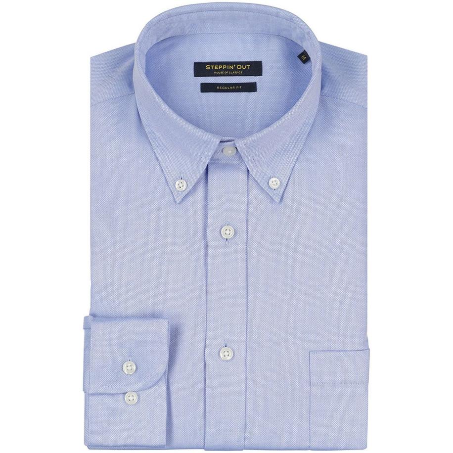 Steppin' Out Overhemd Regular-fit Dobby Lichtblauw Regular-fit Blauw
