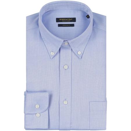 Steppin' Out Overhemd Regular-fit Dobby Lichtblauw Regular-fit