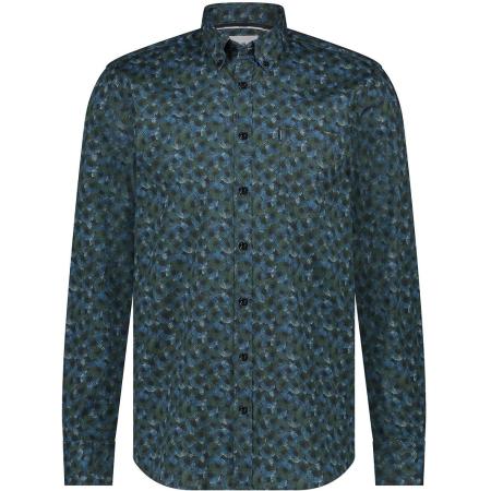 State Of Art Overhemd Poplin Print Navy Groen