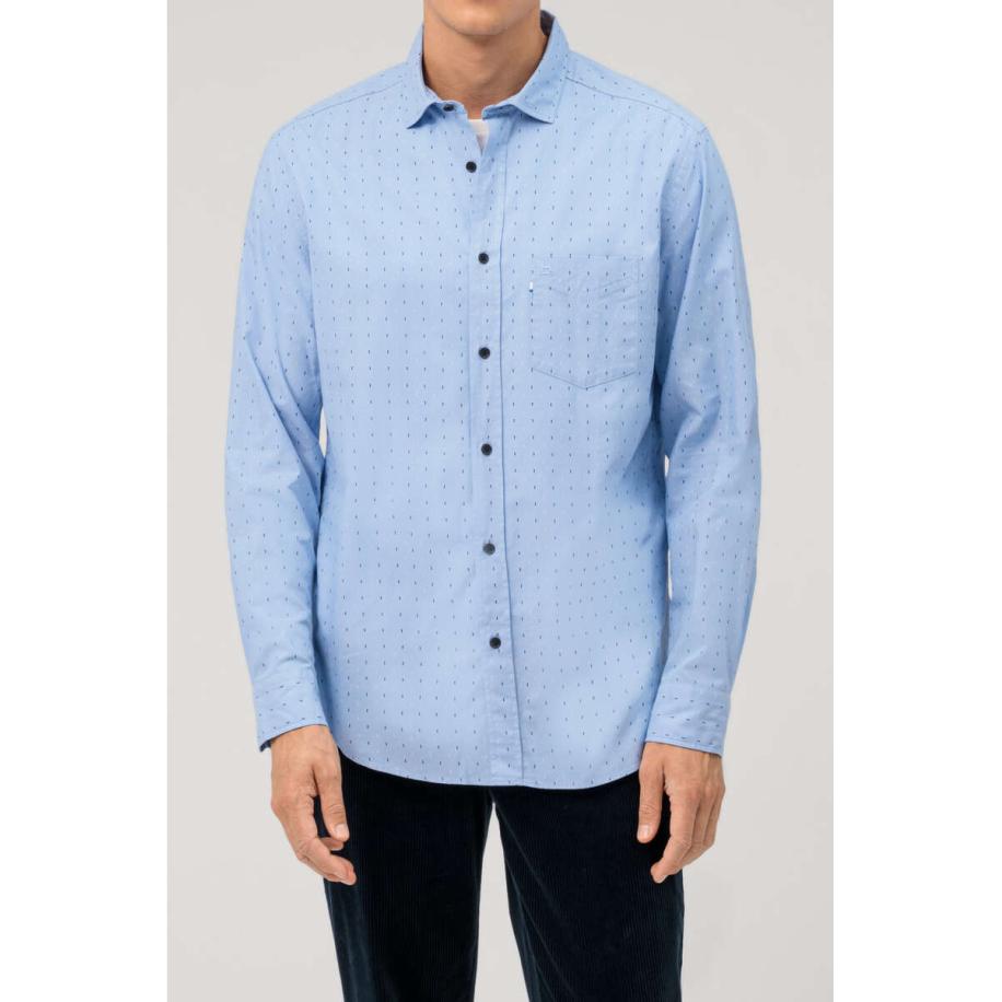 OLYMP Casual Overhemd blauw, Bedrukt Blauw